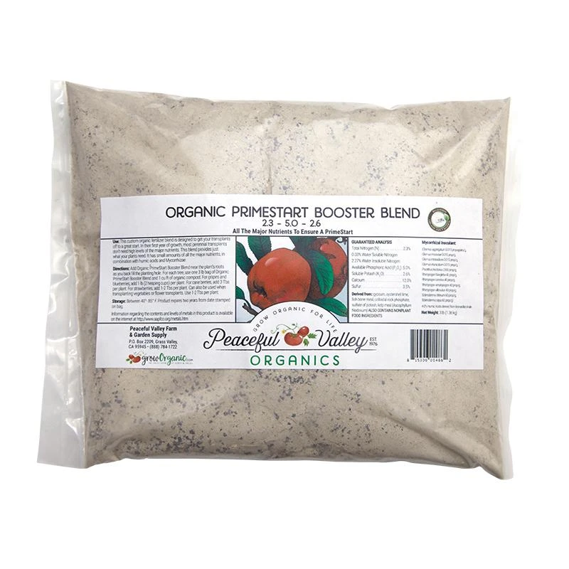 Peaceful Valley Organic PrimeStart Booster Blend 2.3-5.0-2.6 (3 Lb Bag) 3 Peaceful Valley Organic PrimeStart Booster Blend 2.3-5.0-2.6 (3 Lb Bag)
